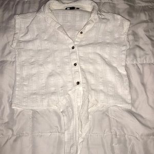 Textured white button up